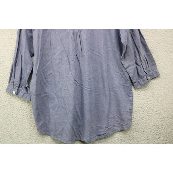 J.Jill 3/4 Sleeve Tunic-Linen Blend-Crochet-Size Small-Minimalist-Lagenlook - Picture 10 of 11